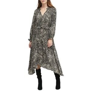 Banana Republic Leopard Print Long Sleeve Midi Dress Brown Party Holiday Size 12